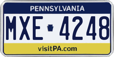 PA license plate MXE4248