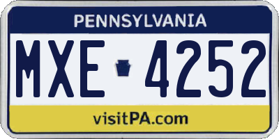PA license plate MXE4252