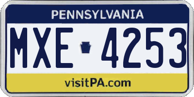 PA license plate MXE4253