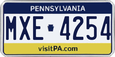 PA license plate MXE4254