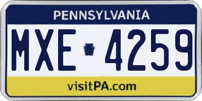PA license plate MXE4259