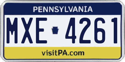 PA license plate MXE4261