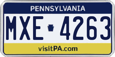 PA license plate MXE4263
