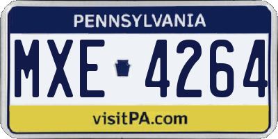 PA license plate MXE4264