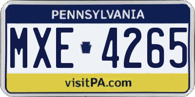 PA license plate MXE4265