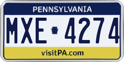 PA license plate MXE4274