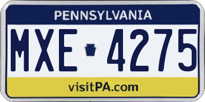 PA license plate MXE4275