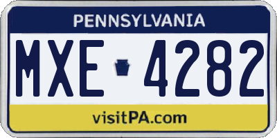 PA license plate MXE4282