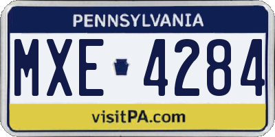 PA license plate MXE4284
