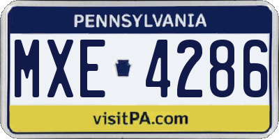 PA license plate MXE4286