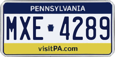 PA license plate MXE4289