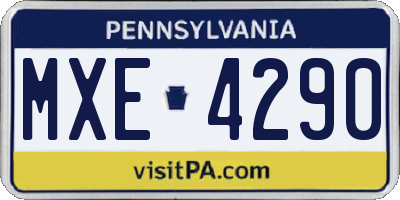 PA license plate MXE4290