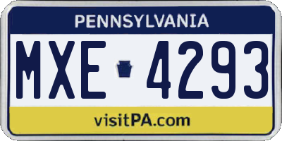 PA license plate MXE4293