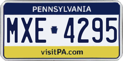 PA license plate MXE4295