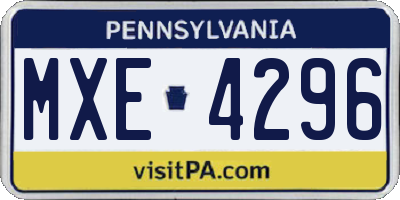 PA license plate MXE4296