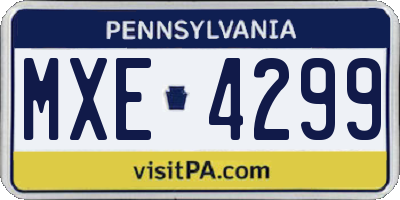 PA license plate MXE4299