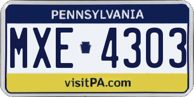 PA license plate MXE4303