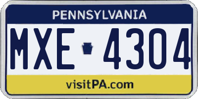 PA license plate MXE4304