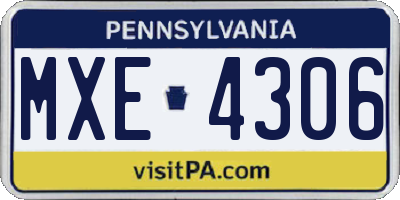 PA license plate MXE4306