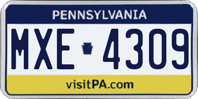 PA license plate MXE4309