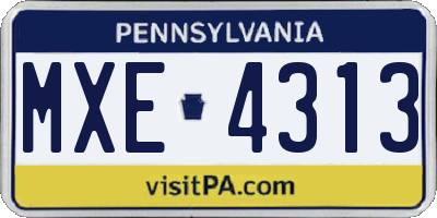PA license plate MXE4313
