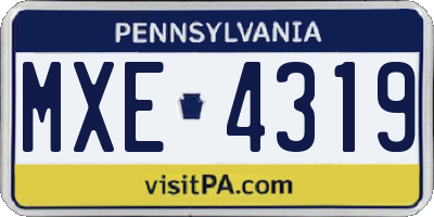 PA license plate MXE4319