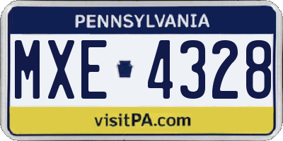 PA license plate MXE4328