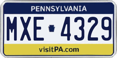 PA license plate MXE4329