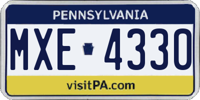 PA license plate MXE4330