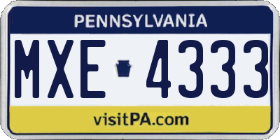 PA license plate MXE4333