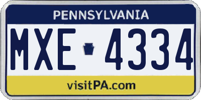 PA license plate MXE4334