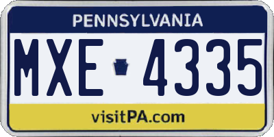 PA license plate MXE4335