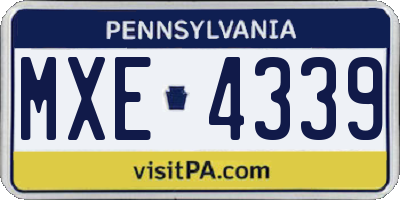 PA license plate MXE4339