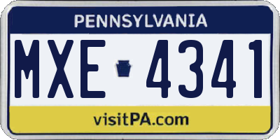 PA license plate MXE4341