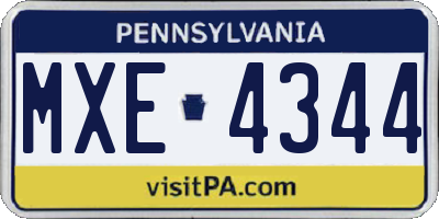PA license plate MXE4344