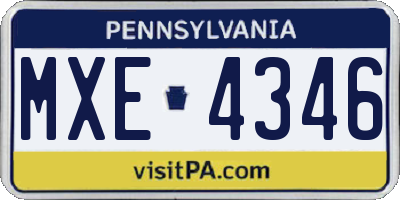 PA license plate MXE4346