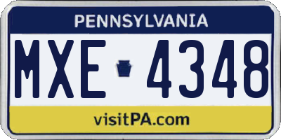 PA license plate MXE4348