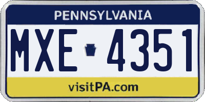 PA license plate MXE4351
