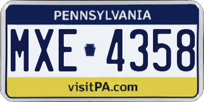 PA license plate MXE4358
