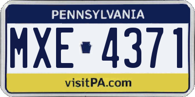 PA license plate MXE4371
