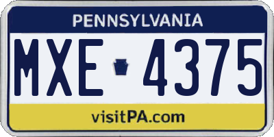 PA license plate MXE4375