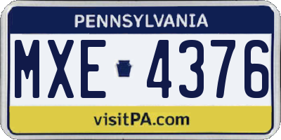 PA license plate MXE4376