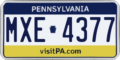 PA license plate MXE4377