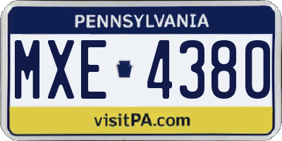 PA license plate MXE4380