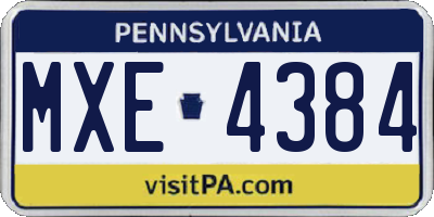 PA license plate MXE4384