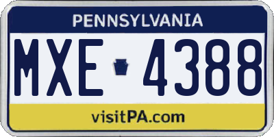 PA license plate MXE4388
