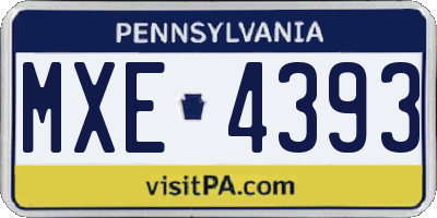 PA license plate MXE4393