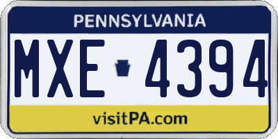 PA license plate MXE4394