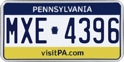 PA license plate MXE4396