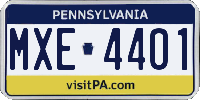 PA license plate MXE4401